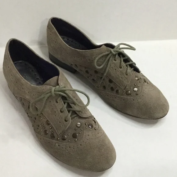 Libby Edelm Raina Suede Lace Up Studded Flats - Picture 4 of 11